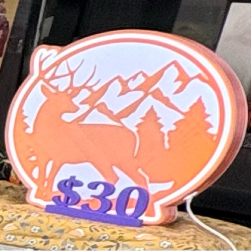 Deer and Mountain LED Light